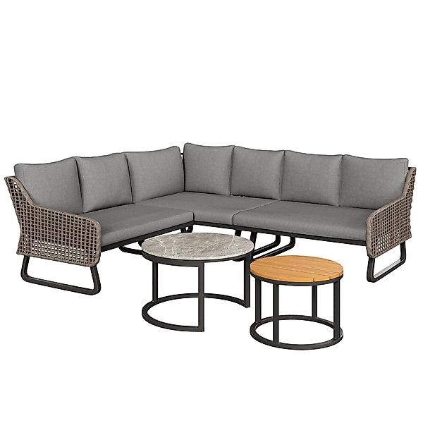 Gartenmöbel-Set für 6-7 Personen, Outdoor-Lounge-Set mit 3 Sofas und 2 Tisc günstig online kaufen