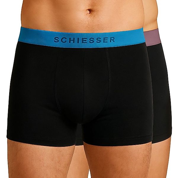 Schiesser 2-er Set Trunks Schwarz mit verschiedenfarbigem Webbund günstig online kaufen
