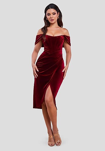 Goddiva Midikleid Draped Shoulder Velvet Corset günstig online kaufen