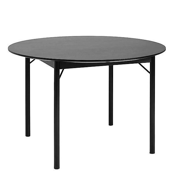 Runder Küchen Tisch in Schwarz Vierfußgestell aus Metall günstig online kaufen