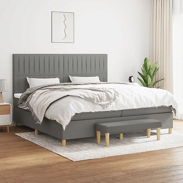Vidaxl Boxspringbett Mit Matratze Dunkelgrau 200x200 Cm Stoff günstig online kaufen