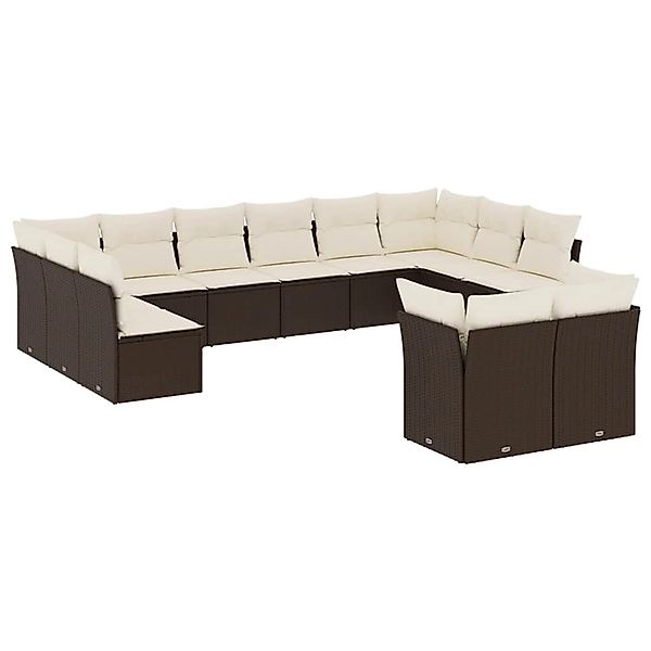 vidaXL 12-Tlg Garten-Sofagarnitur mit Kissen Braun Poly Rattan 3218433 günstig online kaufen