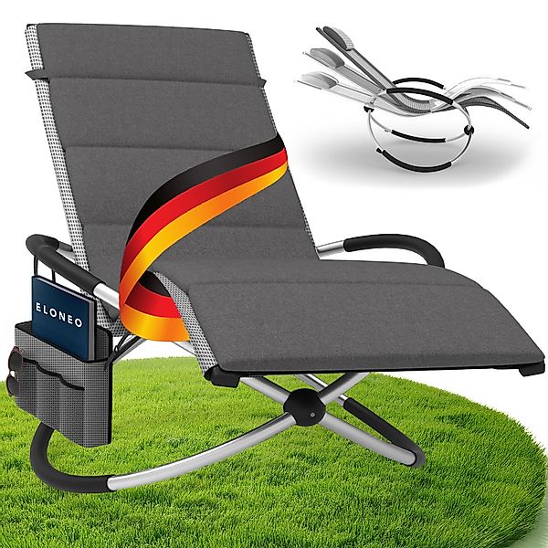 Relax-Schaukelliege inkl. Seitentasche Grau-kariert + Auflage Anthrazit günstig online kaufen