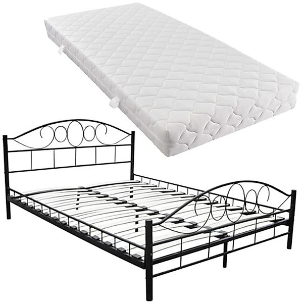 vidaXL Bett mit Matratze Schwarz Metall 180x200 cm Modell 11017161 günstig online kaufen