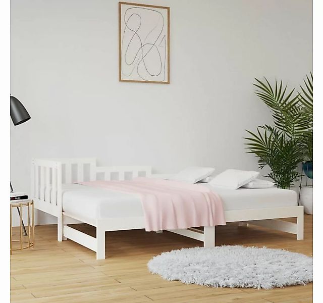 furnicato Bett Tagesbett Ausziehbar Weiß 2x(90x200) cm Massivholz Kiefer günstig online kaufen