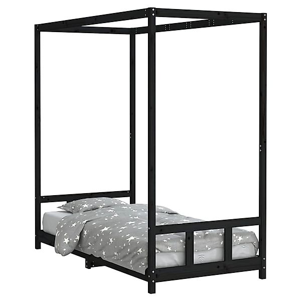 vidaXL Kinderbett Schwarz 90x190 cm Massivholz Kiefer 834518 günstig online kaufen