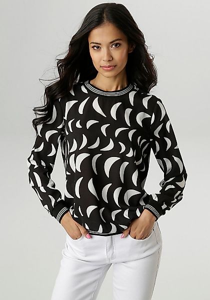 Aniston SELECTED Shirtbluse mit sportiv gestreiften Bündchen günstig online kaufen