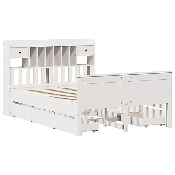 vidaXL Massivholzbett mit Regal ohne Matratze Weiß 140x190 cm Kiefer 330893 günstig online kaufen