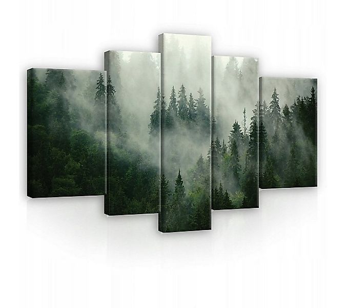 Wallarena Leinwandbild SET Wald im Nebel Natur Grün Wand Deko 170x100 cm Gr günstig online kaufen