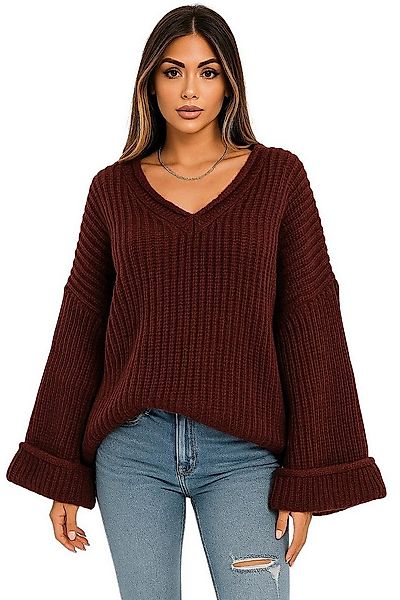 Worldclassca V-Ausschnitt-Pullover WORLDCLASSCA Damen Oversize Strickpulllo günstig online kaufen