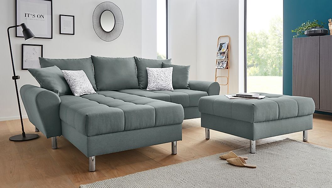 COLLECTION AB Ecksofa "Rada L-Form" inklusive Hocker, Bettfunktion und Fede günstig online kaufen