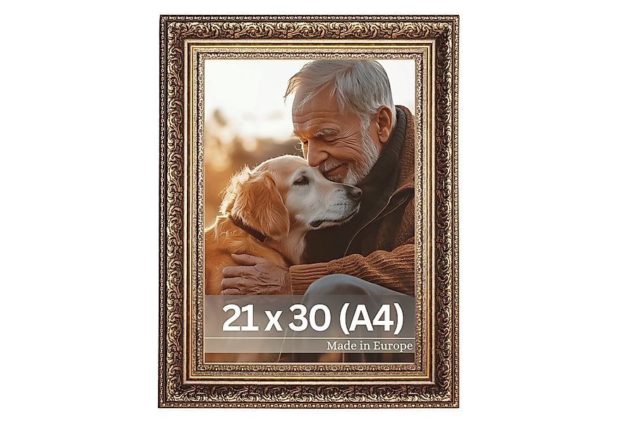 Victor (Zenith) Bilderrahmen Leonardo, Bilderrahmen A4 Gold Braun 21 x 30 c günstig online kaufen