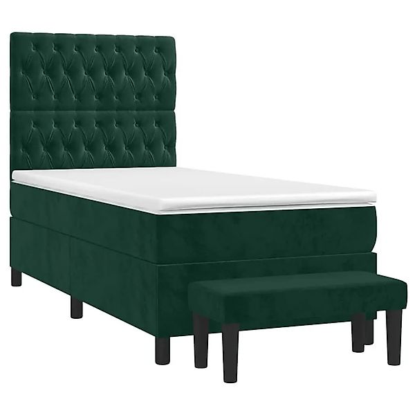 vidaXL Boxspringbett mit Matratze Dunkelgrün 90x190 cm Samt 3137998 günstig online kaufen