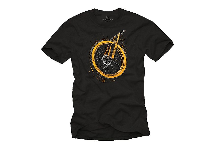 MAKAYA Kurzarmshirt mit Mountainbike Motiv für Herren MTB T-Shirt (Schwarz, günstig online kaufen