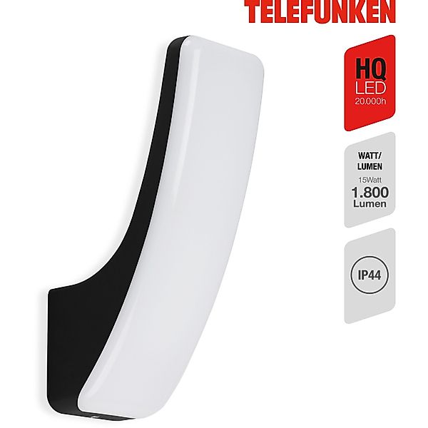 Telefunken LED-Außenleuchte Gent Schwarz 15 W günstig online kaufen