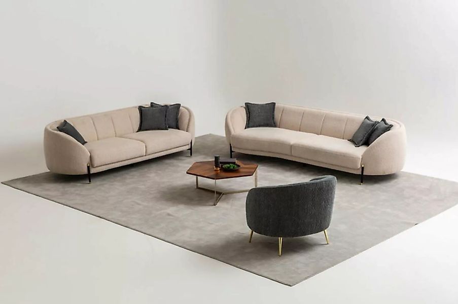 JVmoebel Sofa Sofagarnitur 4 3 1 Sitzer Wohnzimmer Komplett Sofas Set Beige günstig online kaufen