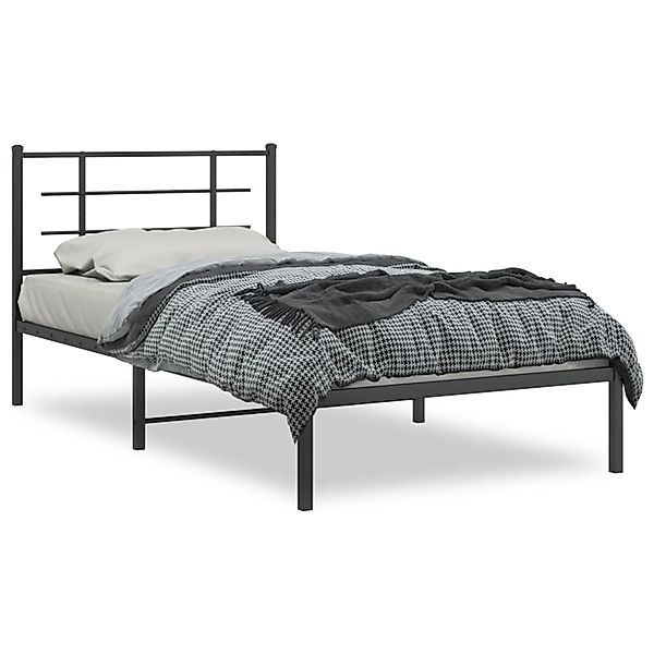 vidaXL Bettgestell, Bettrahmen mit Kopfteil Metall Schwarz 107x203 cm günstig online kaufen