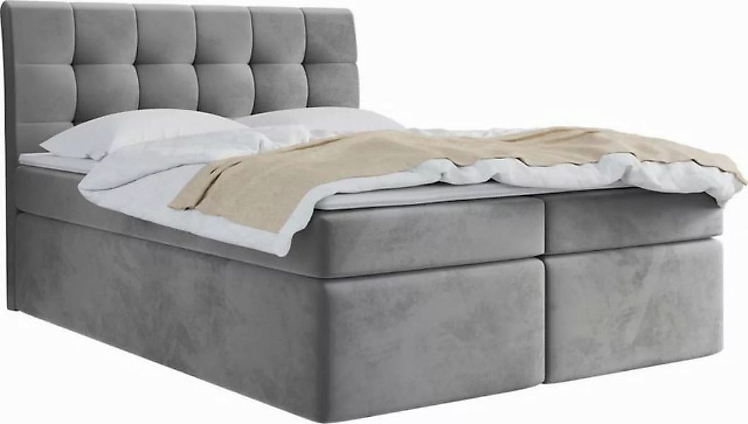 WFL GROUP Boxspringbett mit Topper BELIZE, Samt Doppelbett mit Bettkasten günstig online kaufen