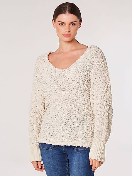 Apricot Strickpullover Fledermaus-Pullover, (1-tlg) mit Popcorn-Struktur günstig online kaufen