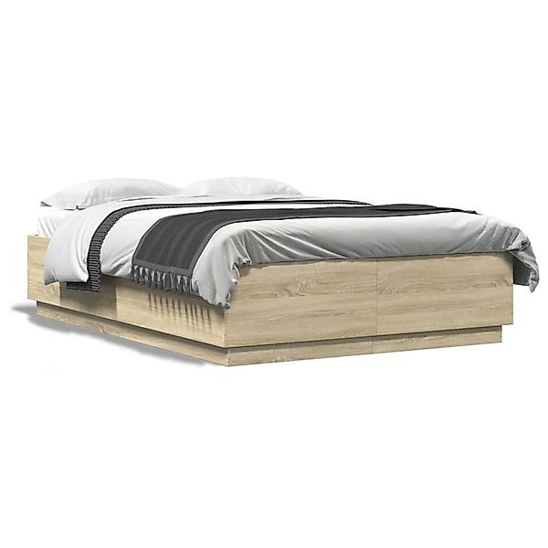 vidaXL Bettgestell Sonoma-Eiche 140x200 cm Holzwerkstoff 3209704 günstig online kaufen
