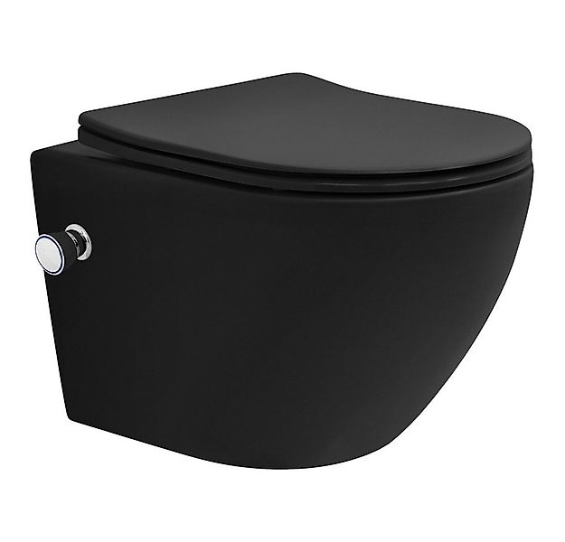 LuxeBath Tiefspül-WC Spülrandloses Wand Hänge WC aus Keramik mit WC-Sitz Ab günstig online kaufen