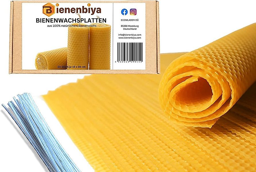 Bienenbiya Bienenwachskerze Reine Bienenwachsplatten (18 STK. - 19,5x39,5cm günstig online kaufen