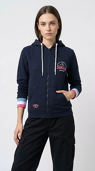 Zwillingsherz Sweatjacke Kapuze, Langarm, Stickerei am Rücken, Langarm, Rei günstig online kaufen