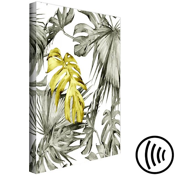 Wandbild Tropische Vegetation - Blätter in blassgrün auf weißem Hintergrund günstig online kaufen