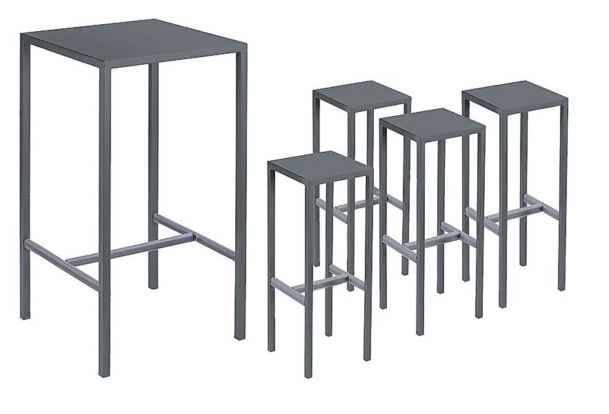 Set Bartisch mit 4 Barhockern Seaside antik grau günstig online kaufen