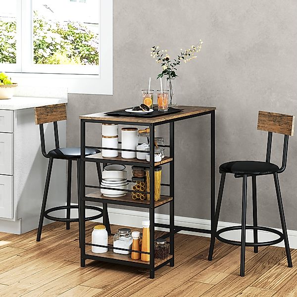 HOMCOM Bartisch mit Barhocker Set, 3-tlg. Bartisch-Set mit Küchentisch, 3 A günstig online kaufen