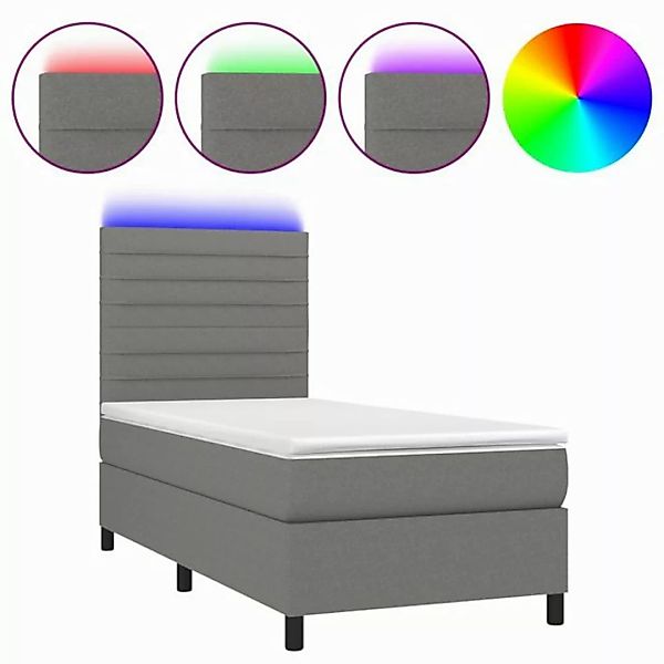 vidaXL Boxspringbett Boxspringbett mit Matratze LED Dunkelgrau 90x200 cm St günstig online kaufen