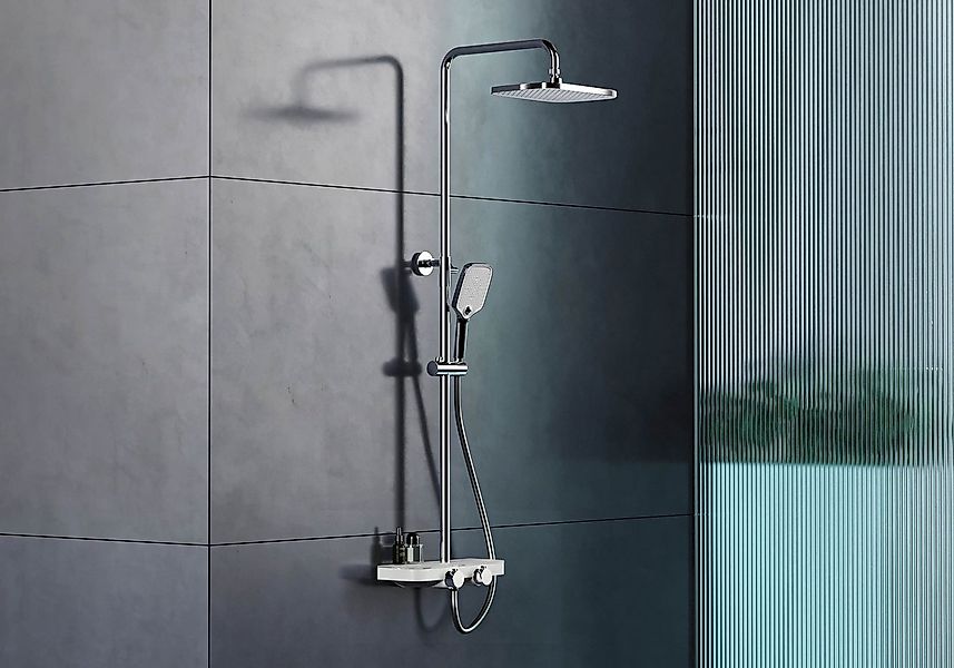 Bernstein Duschsystem BS371, Duschsystem Thermostat Chrom/Weiß - Inkl. Hand günstig online kaufen