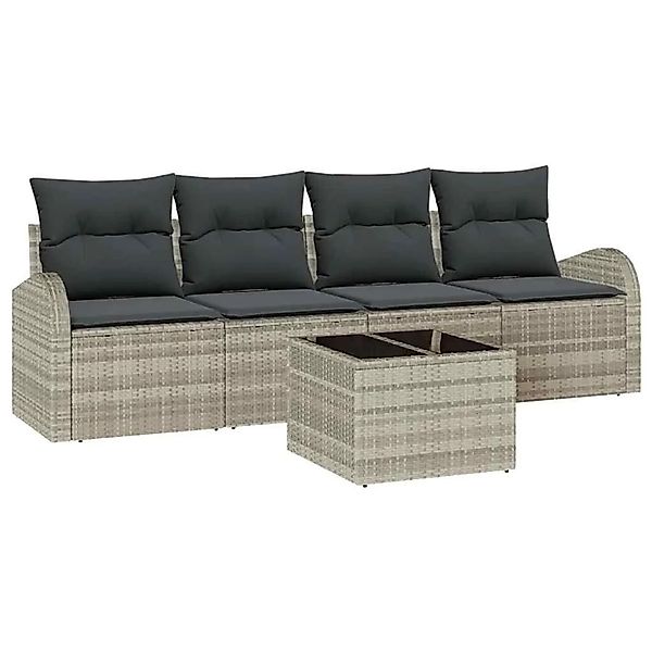 vidaXL Gartensofa-set Hellgrau 55 x 55 x 37 cm Poly-Rattan 3345912 günstig online kaufen