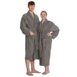 ZOLLNER Unisex-Bademantel, 100% Baumwolle, Schalkragen, Gürtel, günstig online kaufen