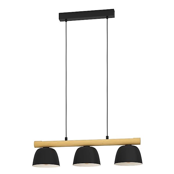 Eglo Pendelleuchte Sherburn 3-flammig Schwarz-Braun 110 cm x 20 cm günstig online kaufen