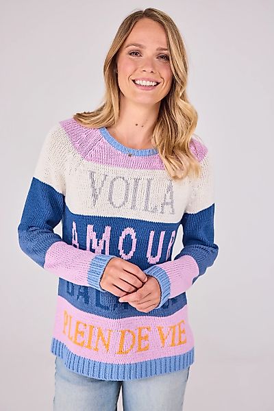 Lieblingsstück Rundhalspullover "BamikaL" mit Streifenintarsie & Schriftzüg günstig online kaufen