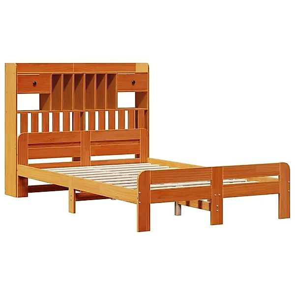 vidaXL Massivholzbett mit Regal ohne Matratze Wachsbraun 135x190 cm 3308899 günstig online kaufen