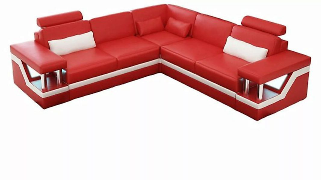 JVmoebel Ecksofa Ecksofa Leder Garnitur Design Modern Sofa L-Form Rot Möbel günstig online kaufen
