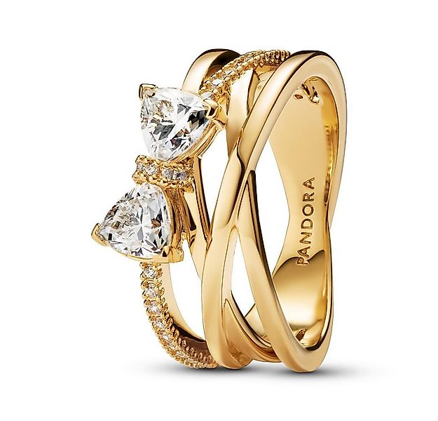 Pandora Fingerring Ring für Damen mit Schleife, vergoldet, Zirkonia von PAN günstig online kaufen