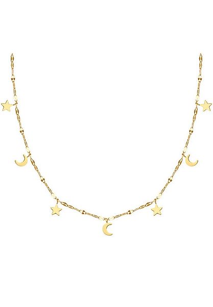 Hey Happiness Kette mit Anhänger Mond Stern hängend, vergoldet 18K Roségold günstig online kaufen