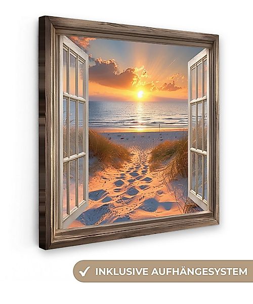 OneMillionCanvasses® Leinwandbild Durchblick - Strand - Dünen - Sonnenunter günstig online kaufen