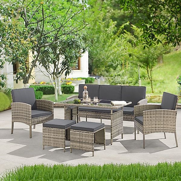 Juskys Gartenlounge-Set Turin, Polyrattan Sitzgruppe für günstig online kaufen
