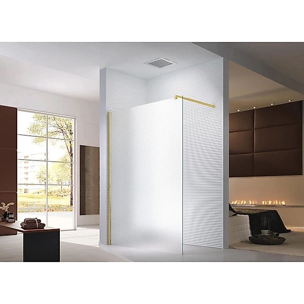 Glaszentrum Hagen 140x200cm Walk in Duschabtrennung Satin Gold günstig online kaufen