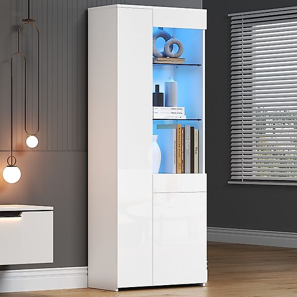Merax Glasvitrine hochglanz Vitrine mit LED günstig online kaufen