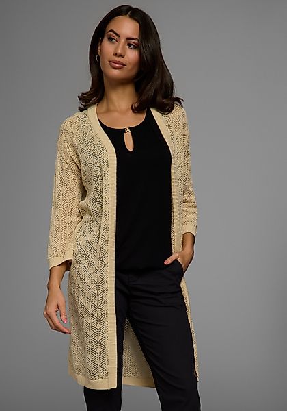 Laura Scott Longstrickjacke mit sommerlichem Ajourmuster günstig online kaufen