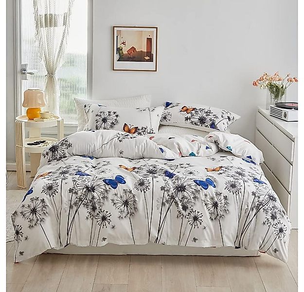 ibettertec Bettwäsche Bettwäsche 135x200cm,200x200cm,Blätter Blumen Pflanze günstig online kaufen