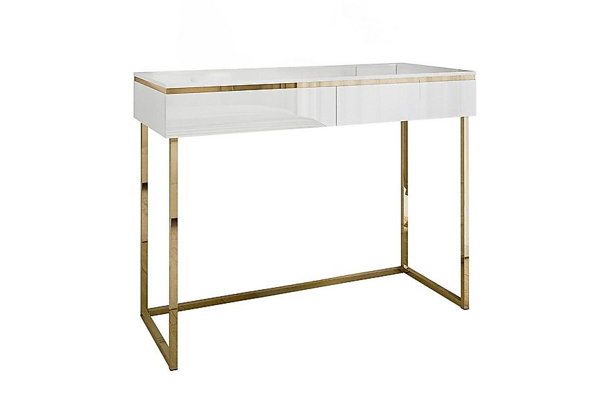 Lookway Konsolentisch AURORA GOLD in weiß Hochglanz auf einem goldenen Gest günstig online kaufen