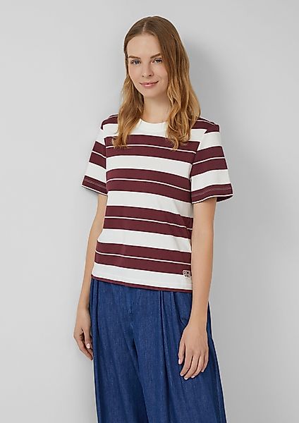 s.Oliver Kurzarmshirt Verkürztes Baumwoll-Streifen-T-Shirt mit Patch günstig online kaufen