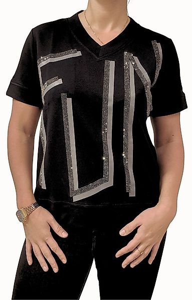 Estefania for woman Kurzarmshirt 194-1114, "FUN" mit Strassbesatz seitliche günstig online kaufen