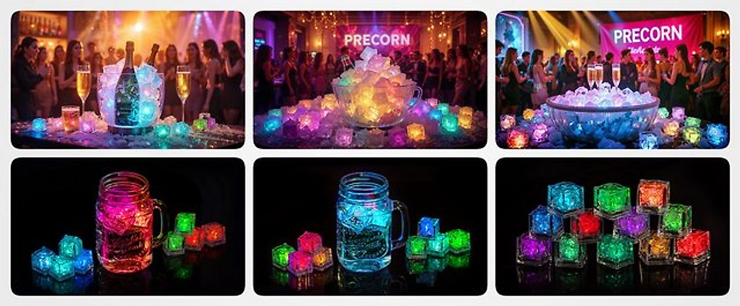 PRECORN Lichtwürfel 12x LED Eiswürfel Leuchtend, blinkend, wasserdicht, Far günstig online kaufen